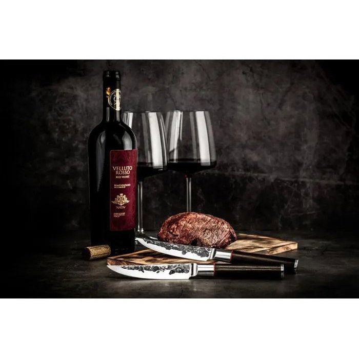 4-teiliges Steakmesser-Set  GESCHMIEDET  SEBRA  Japanischer 440C-Stahl  Griff aus Dalbergia-Holz