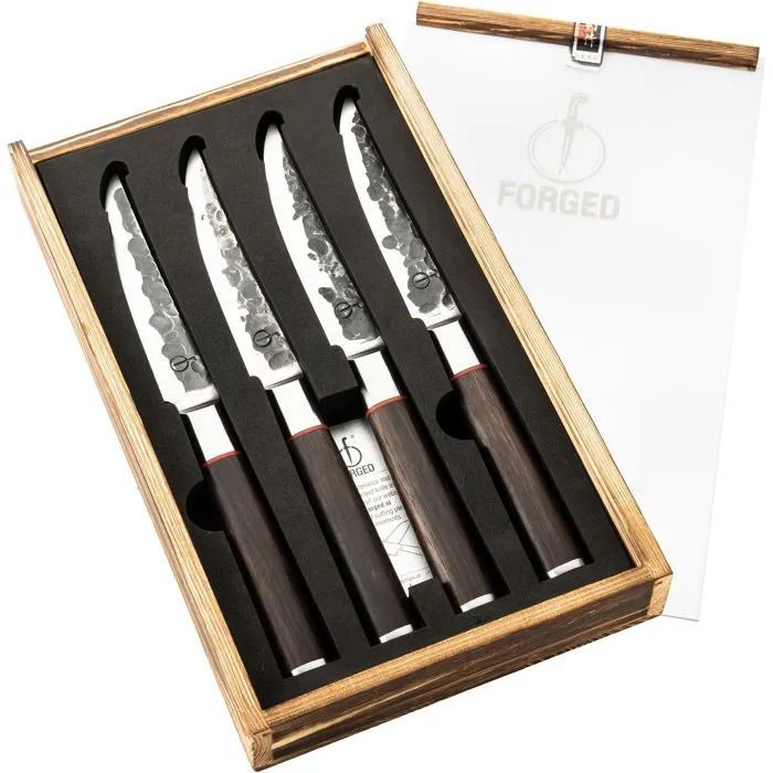 4-teiliges Steakmesser-Set  GESCHMIEDET  SEBRA  Japanischer 440C-Stahl  Griff aus Dalbergia-Holz