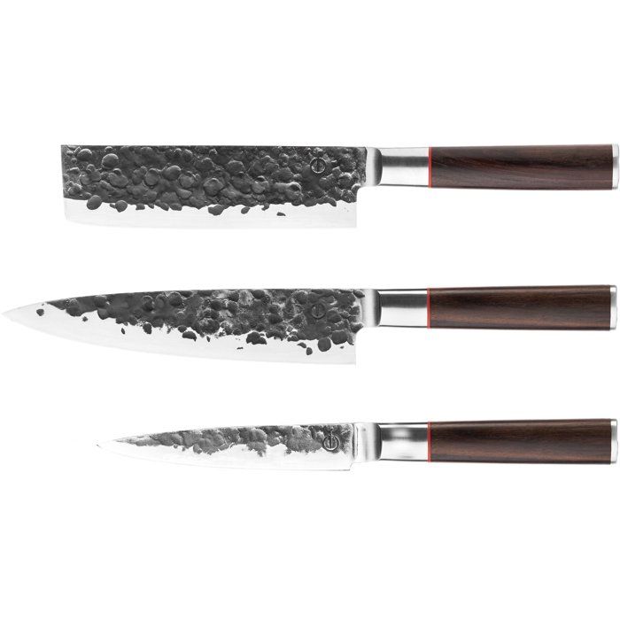 Messerset  GESCHMIEDET  BRUTE  Japanischer 440C-Stahl  Griff aus Dalbergia-Holz  3-teilig