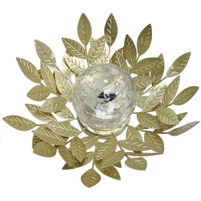 Solar water lily GALIX G4495 - Metal, Gold and cracked glass - 7 Lumens - 26 cm