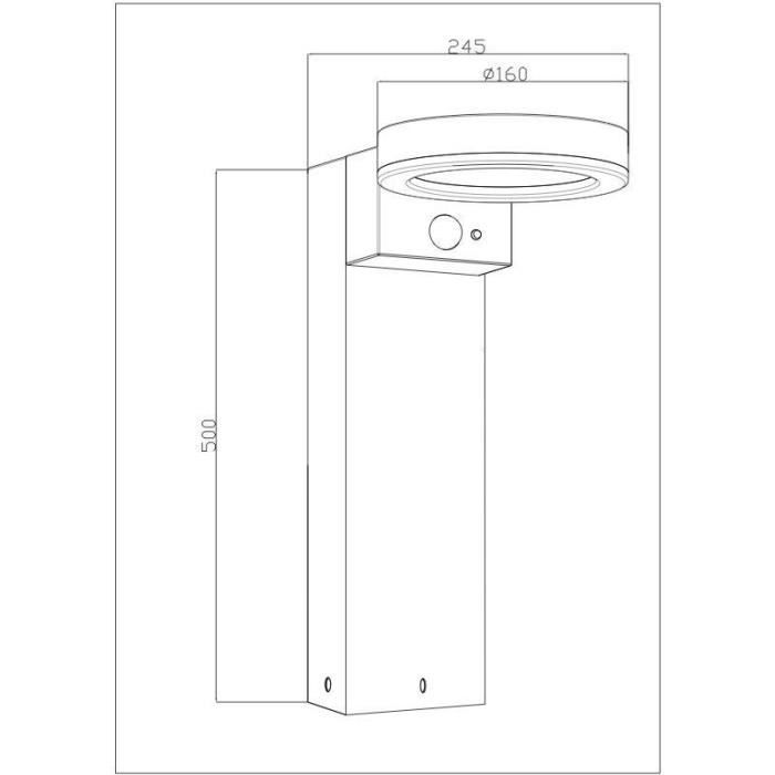 Solar bollard - GALIX - G4590B - Very bright - Stainless steel (Wall light option) with detector - H