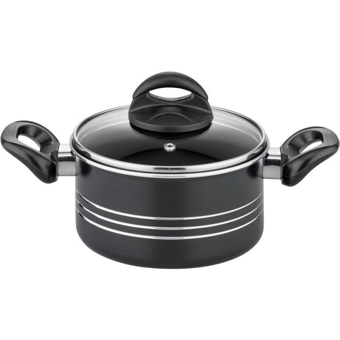 Kochtopfset - Induktion - GSW - MILANO NERO - 15-teilig - Massives Aluminium - Schwarz