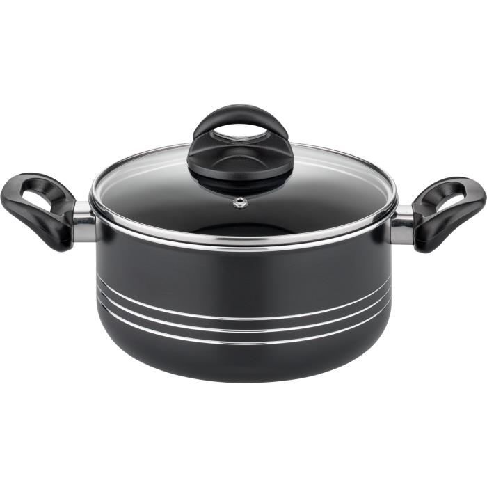 Kochtopfset - Induktion - GSW - MILANO NERO - 15-teilig - Massives Aluminium - Schwarz