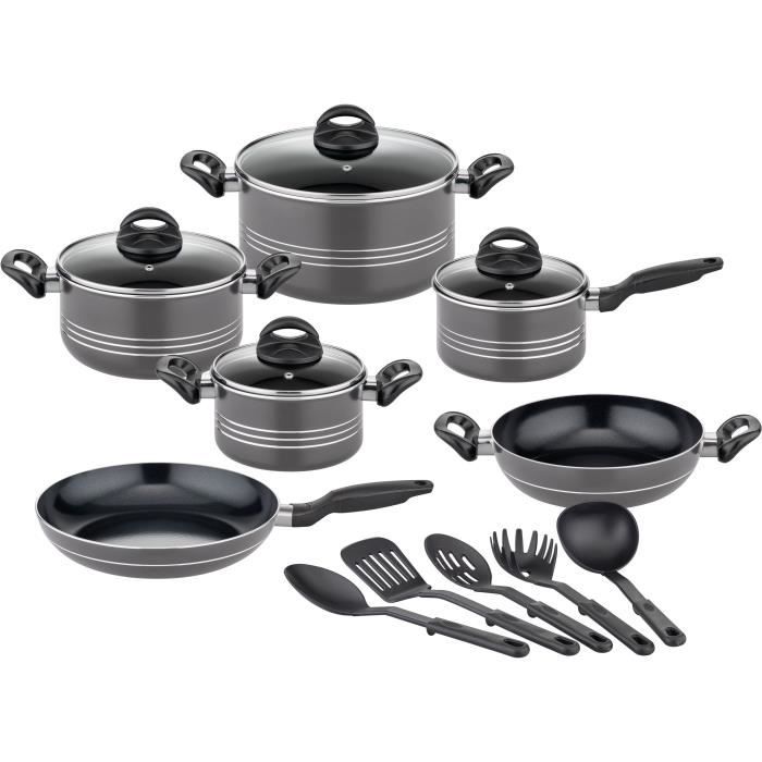 Kochtopfset - Induktion - GSW - MILANO GREY - 15-teilig - Massives Aluminium - Grau