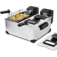 Hkoenig DFX600 - Double bin fryer 2x3l - 3600W - 2 Independent thermostats - Removable baskets - Ant
