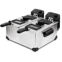 Hkoenig DFX600 - Double bin fryer 2x3l - 3600W - 2 Independent thermostats - Removable baskets - Ant