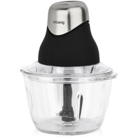 Mini electric chopper - H.Koenig - LEO8 - 320 W - 1 L glass bowl - Stainless steel blades - Matt bla