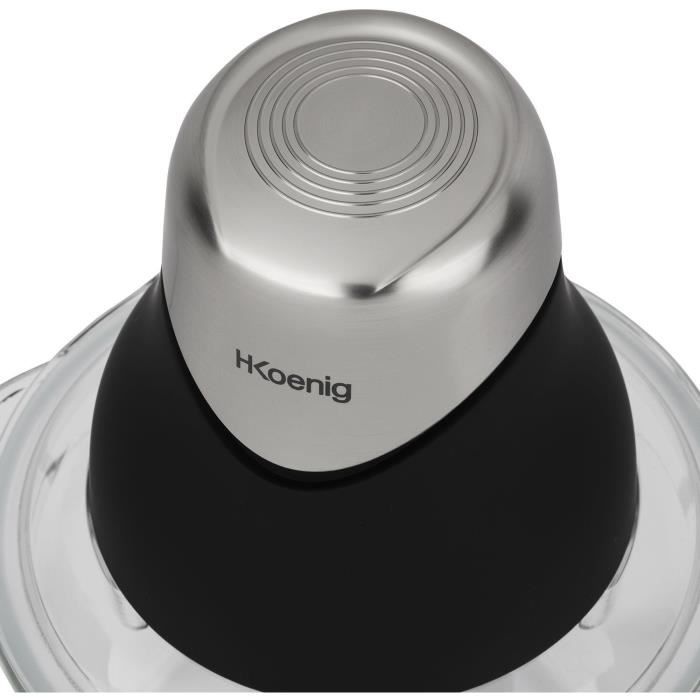 Mini electric chopper - H.Koenig - LEO8 - 320 W - 1 L glass bowl - Stainless steel blades - Matt bla