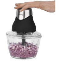 Mini electric chopper - H.Koenig - LEO8 - 320 W - 1 L glass bowl - Stainless steel blades - Matt bla