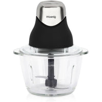 Mini electric chopper - H.Koenig - LEO8 - 320 W - 1 L glass bowl - Stainless steel blades - Matt bla