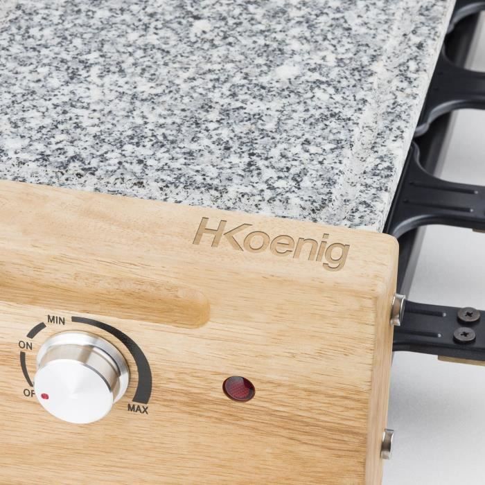 HKoeNIG raclette/grill appliance - 8 people - Wooden design - Cooking surface 38x19.5 cm - Power 120