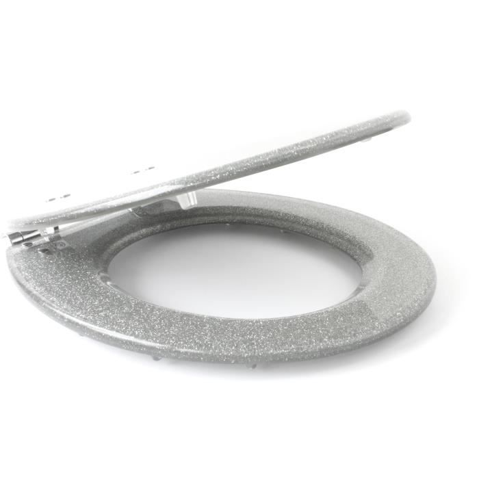 Toilettensitz - GELCO DESIGN - Magnetische Absenkautomatik - Glitzerndes Grau
