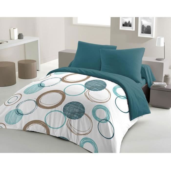 HOME LINGE PASSION Audace duvet set - duvet 240 x 260 cm + 2 pillowcases 63x63 cm - Duck blue