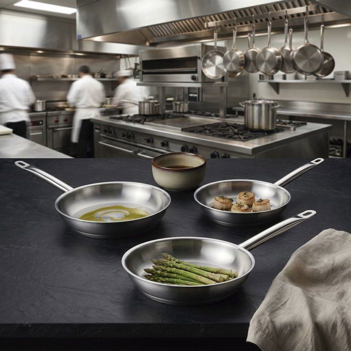 INOXIBAR Poele Stainless Steel Professional Line - Non-stick - Ø 20 cm - Gray - All heat sources inc