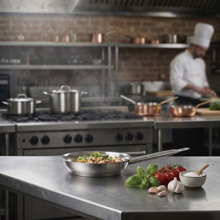INOXIBAR Poele Stainless Steel Professional Line - Non-stick - Ø 20 cm - Gray - All heat sources inc
