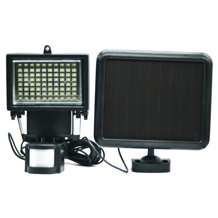 GALIX Very illuminating solar spotlight with presence detector - 80 LEDs - Black