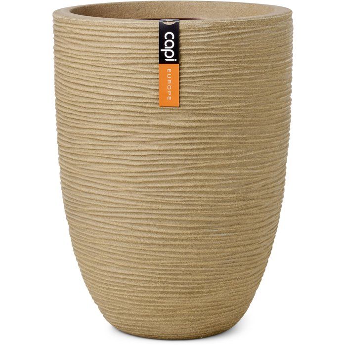 Elegante, niedrige Vase  CAPI EUROPE  Rib NL  34 x 46 cm  Beige