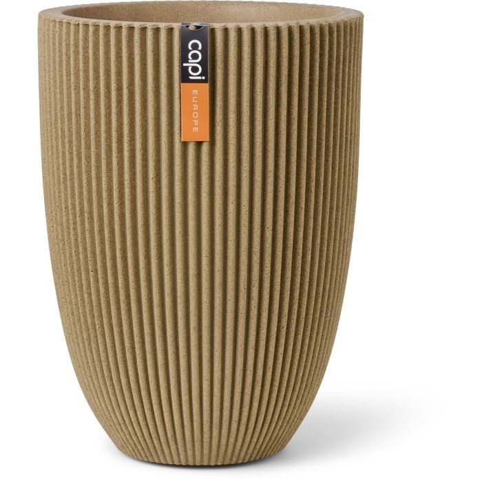 Elegante, niedrige Vase  CAPI EUROPE  Groove NL  34 x 46  Beige