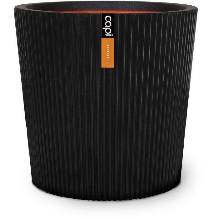 Konische Vase  CAPI EUROPE  Groove NL  36 x 34  Schwarz