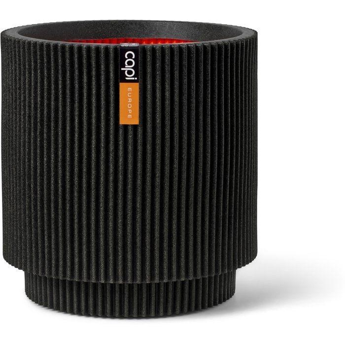 Zylindervase  CAPI EUROPE  Groove NL  36 x 38 cm  Schwarz