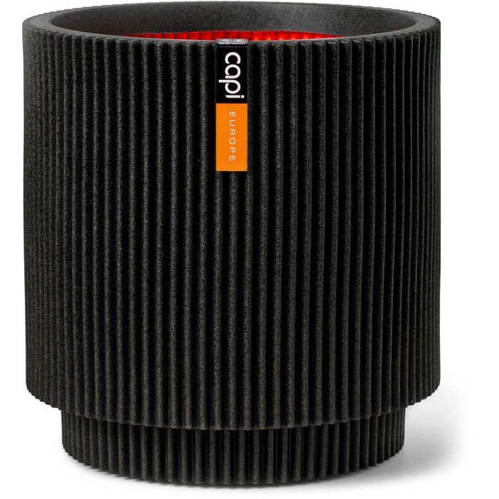 Zylindervase  CAPI EUROPE  Groove NL  44 x 46 cm  Schwarz