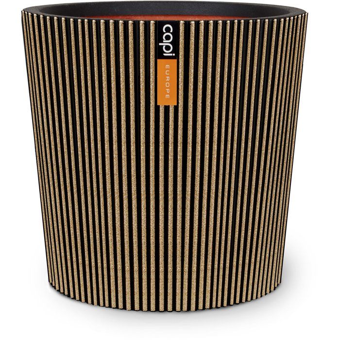Konische Vase  CAPI EUROPE  Groove NL  36 x 34 cm  Schwarz/Gold