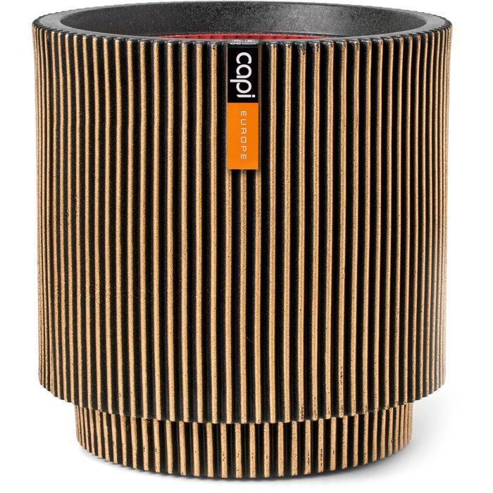 Zylindervase  CAPI EUROPE  Groove NL  44 x 46 cm  Schwarz/Gold