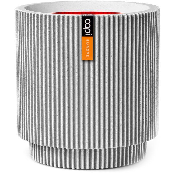 Zylindervase - CAPI EUROPE - Groove NL - 36 x 38 cm - Elfenbein