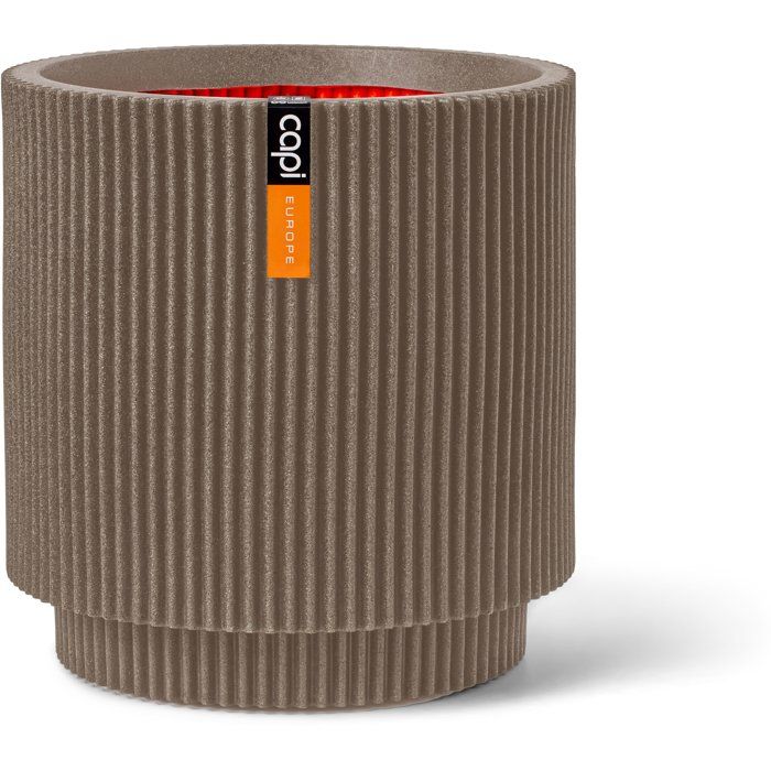 Zylindervase  CAPI EUROPE  Groove NL  36 x 38 cm  Warmes Taupe