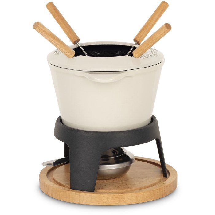Emaillierter Fonduetopf aus Gusseisen  LA FONDERIE 1890  MONT JOLY  1,2 l  für 4 Personen  Beig