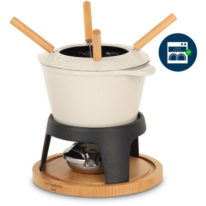 Emaillierter Fonduetopf aus Gusseisen  LA FONDERIE 1890  MONT JOLY  1,2 l  für 4 Personen  Beig