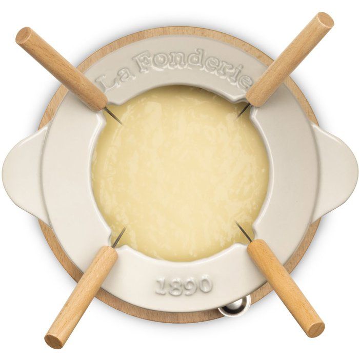 Emaillierter Fonduetopf aus Gusseisen  LA FONDERIE 1890  MONT JOLY  1,2 l  für 4 Personen  Beig