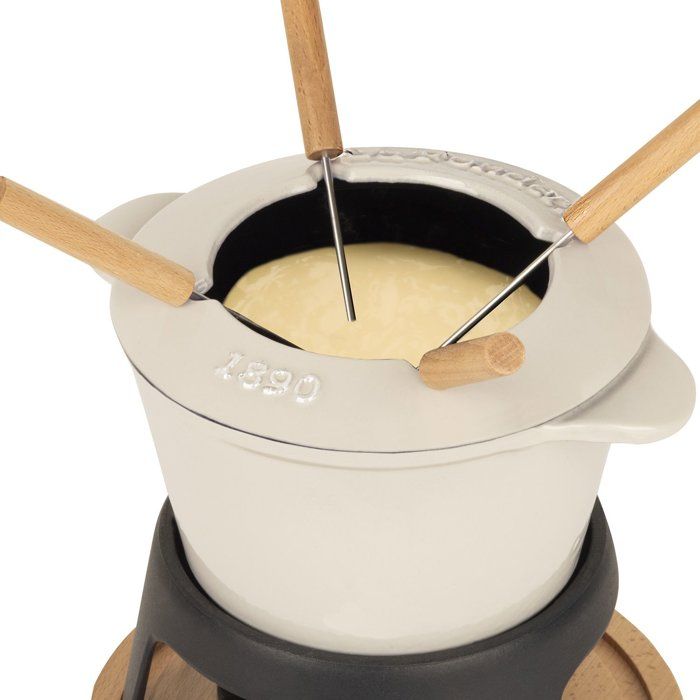 Emaillierter Fonduetopf aus Gusseisen  LA FONDERIE 1890  MONT JOLY  1,2 l  für 4 Personen  Beig