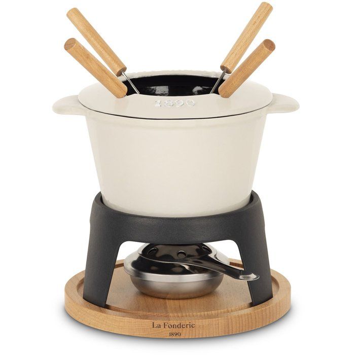 Emaillierter Fonduetopf aus Gusseisen  LA FONDERIE 1890  MONT JOLY  1,2 l  für 4 Personen  Beig