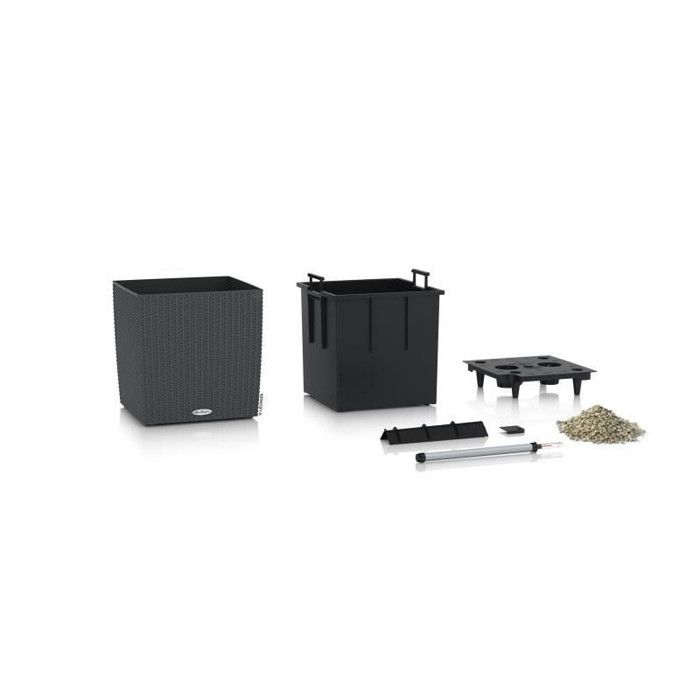 Planter - Cube cottage 30 - Complete kit - Granite - 12 L - LECHUZA