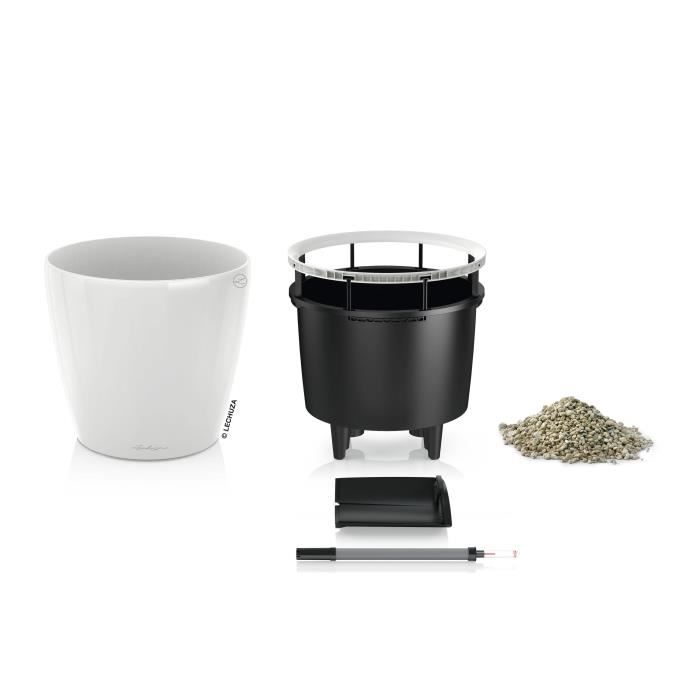 Planter - LECHUZA - CLASSICO Premium 21 LS - Glossy white - Automatic watering - Indoor/outdoor
