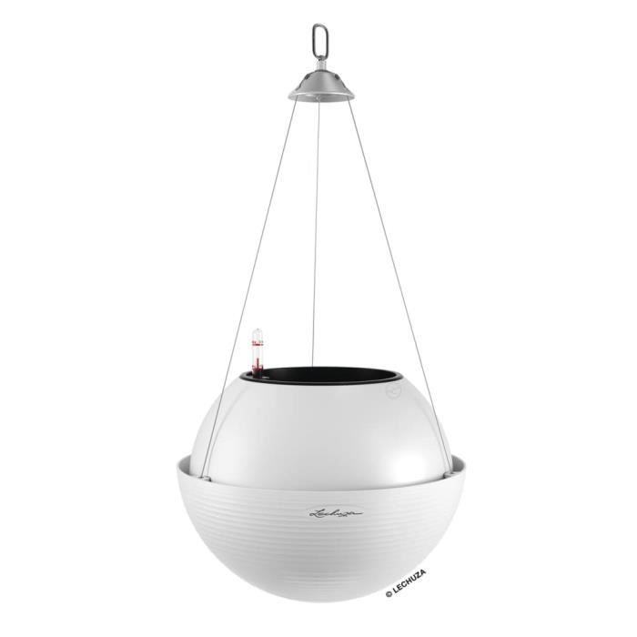 LECHUZA Blumentopf - BOLA Farbe 32 - Ø 32 × 25 - Komplettset - Weiß - 3 L