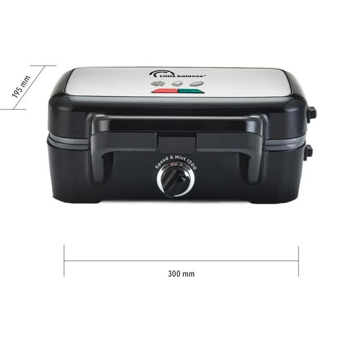 LITTLE BALANCE 8368 Speed'n Mixt 1200, Waffle iron & Grill 2 in 1, 1 waffle plate, 1 interchangeable