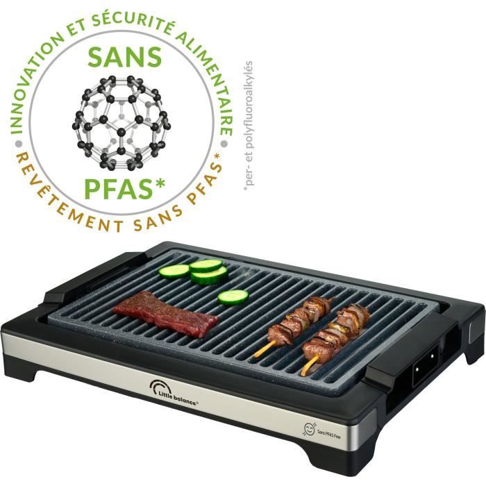 LITTLE BALANCE Electric Barbecue - Easy Nopifas - Cooking surface 38 x 25 cm - PFAS-free microcerami