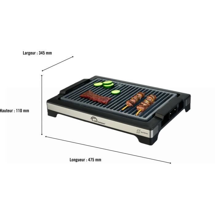 LITTLE BALANCE Electric Barbecue - Easy Nopifas - Cooking surface 38 x 25 cm - PFAS-free microcerami