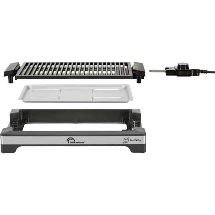 LITTLE BALANCE Electric Barbecue - Easy Nopifas - Cooking surface 38 x 25 cm - PFAS-free microcerami