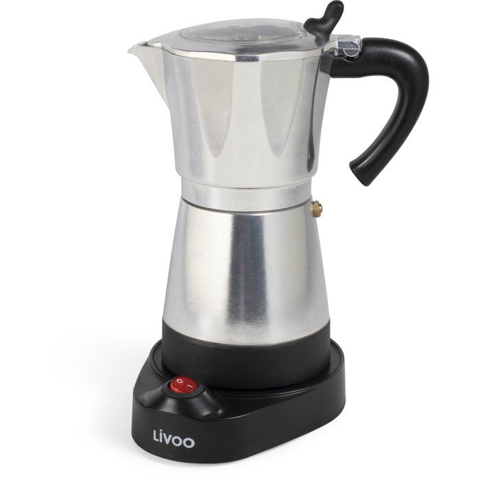 Elektrische italienische Kaffeemaschine  LIVOO  DOD117A  480 W  300 ml  6 Tassen  Silber/Schwa