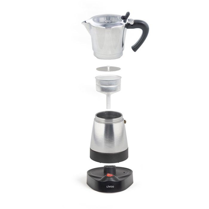 Elektrische italienische Kaffeemaschine  LIVOO  DOD117A  480 W  300 ml  6 Tassen  Silber/Schwa