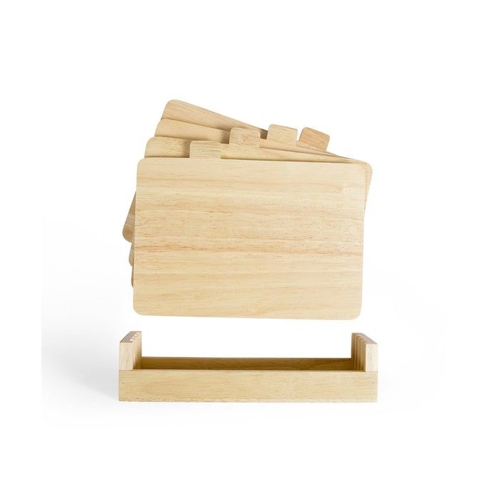 4er-Set Schneidebretter - LIVOO - MES142 - Gummibaumholz - Mit Laschen 26 x 18 cm - Ablageregal