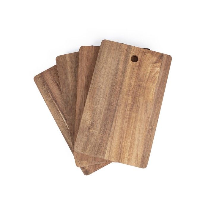 4er-Set Schneidebretter - LIVOO - MES152 - FSC-Akazienholz - 22 x 14 cm - Metallträger