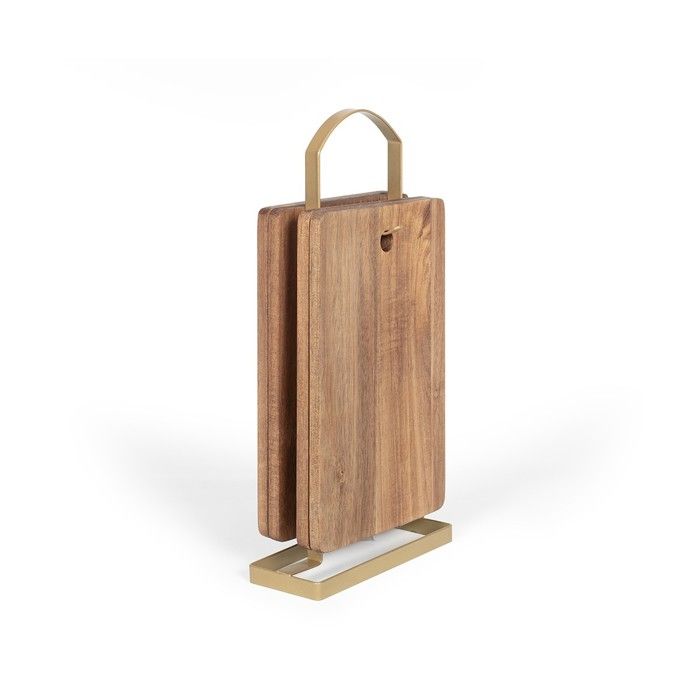 4er-Set Schneidebretter - LIVOO - MES152 - FSC-Akazienholz - 22 x 14 cm - Metallträger