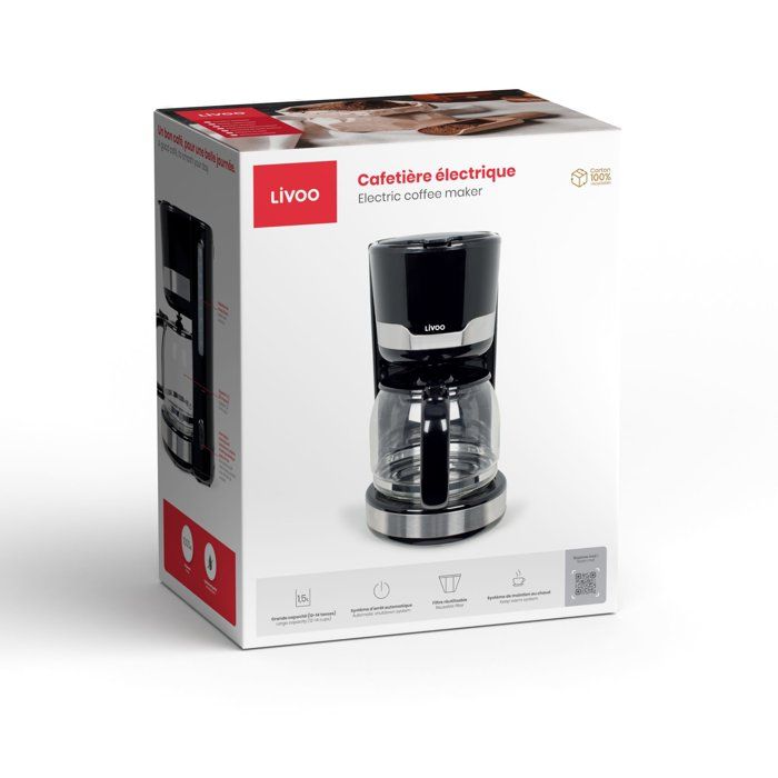 Elektrische Kaffeemaschine  LIVOO  DOD201N  1000 W  1,5 l  12 bis 14 Tassen  Schwarz