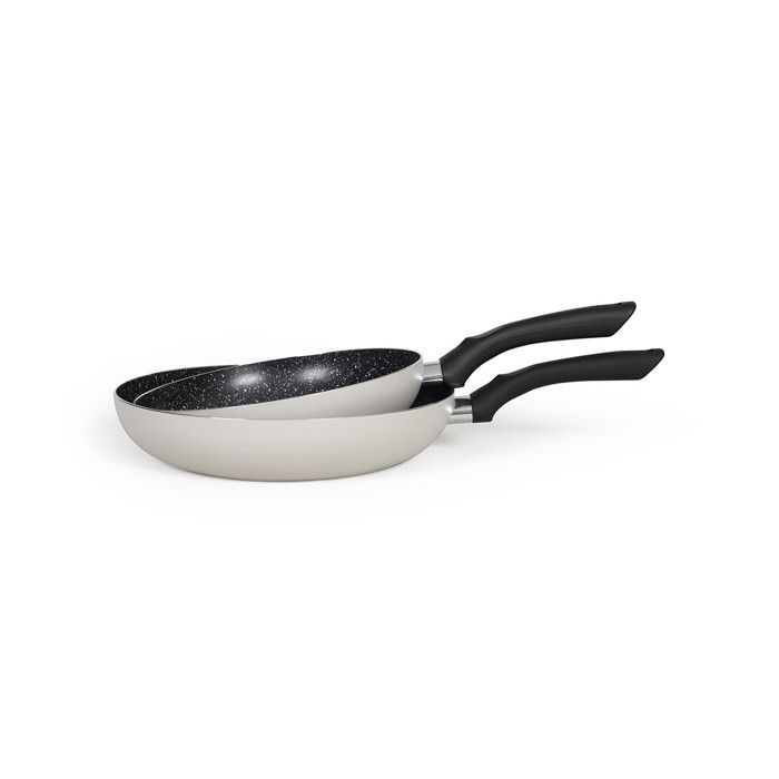 Set of 2 stone effect pans - Livoo - MEN124GR - Grey