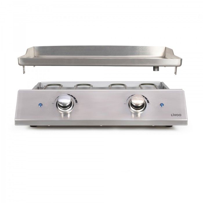 Elektrische Grillplatte aus Edelstahl mit 2 Thermostaten - Livoo - DOC302 -