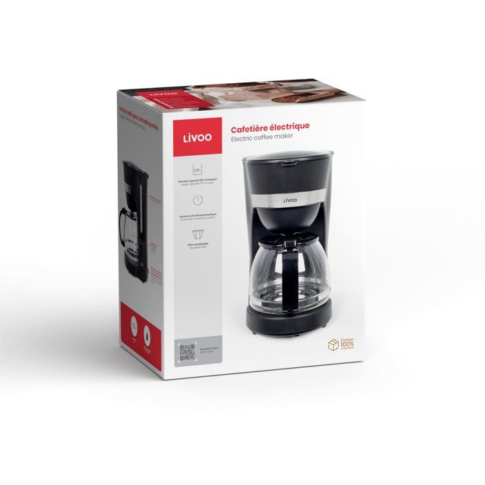 Elektrische Kaffeemaschine  LIVOO  DOD200N  750 W  1,25 l  10 bis 12 Tassen  Schwarz